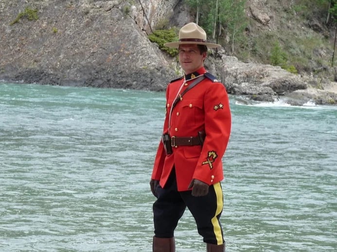 A Mountie (Royal Canadian Mounted Police) in Lake Louise, Banff