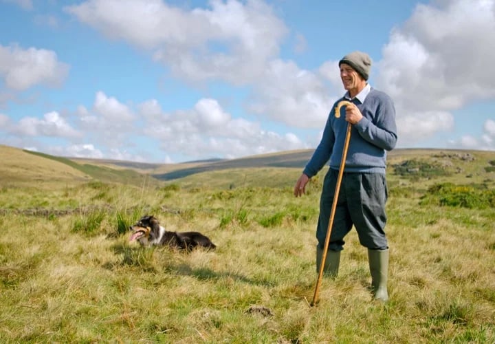 Farmer Ken and Matt the Sheepdog in Dartmoor