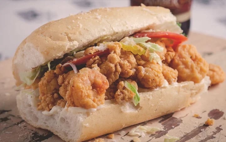 Mmm mm! A shrimp po'boy awaits in New Orleans