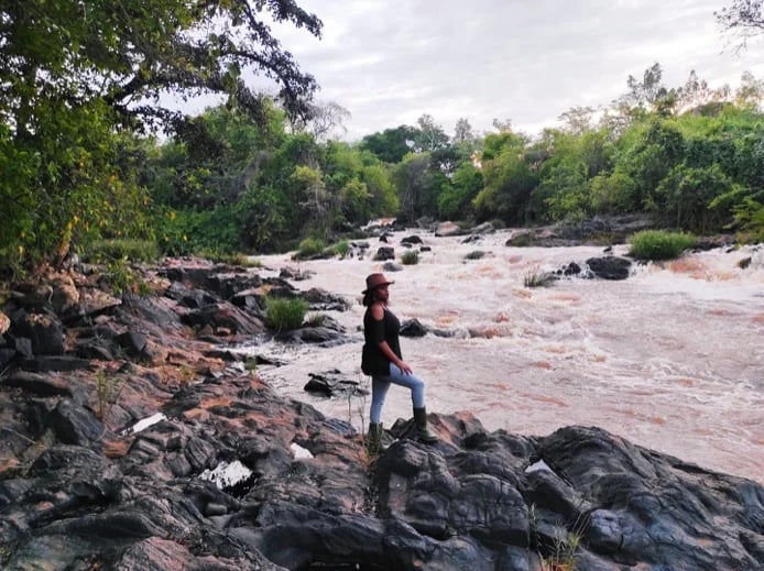 Enjoying nature on the banks  of Thika river before joining the Great tana river in Yatta Plateau
