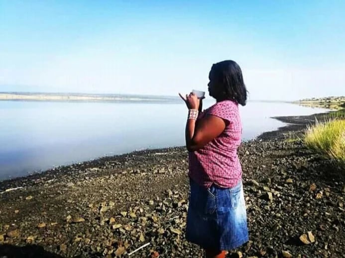 enjoyin my morning cup on the shores of lake Magandi south rift