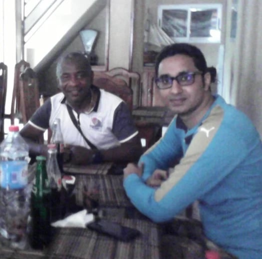 My guest is from Mauritius, we are in a local restaurant for some soft drinks