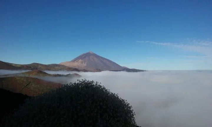 Approaching Mount Teide over a sea of cloud