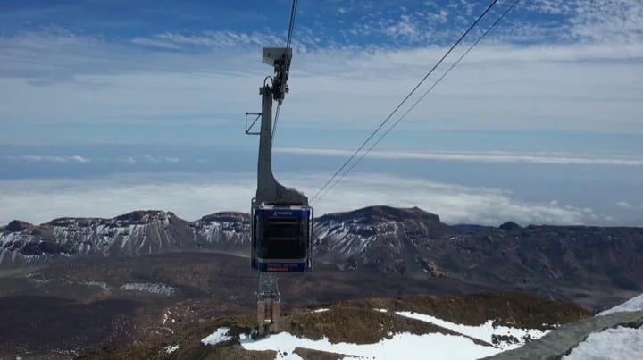 The cable car almost reaches the summit on Mt Teide