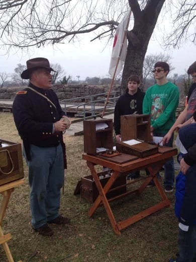 Jim Lewis of Stones River park talks about the use of the telegraph in the Civil War at Fort Negley- Tour stop #1