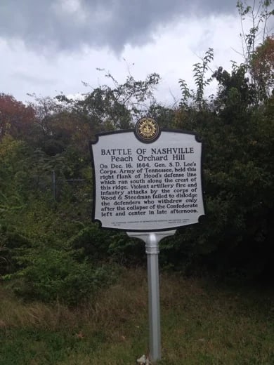 Historic marker on Peach Orchard hill- site of the gallant charge of the 13th USCT on 12/16/64-tour stop four