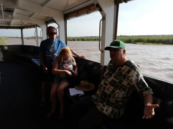 With my British tourists getting ready for our ferry cruise on St Lucia Estuary.