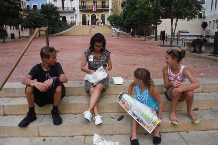 Because when you have pastries, life is good. Eating pastelillitos de guayaba with my temporary family at Plaza de la Barandilla, Viejo San Juan, Puerto Rico.