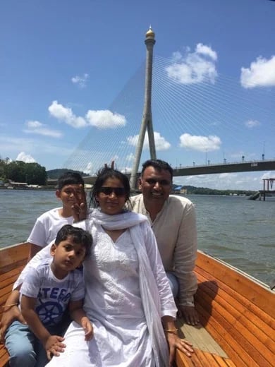 My guests from India posing on the Water Village & Proboscis Monkeys tour