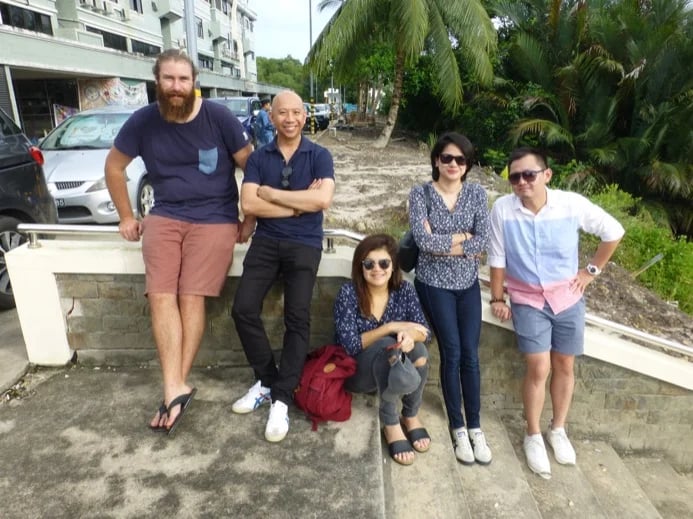 With Kiwi and Bruneian guests whilst waiting for a water taxi