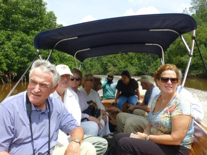 With my US shore excursion guests out on the Brunei river going Proboscis monkey spotting