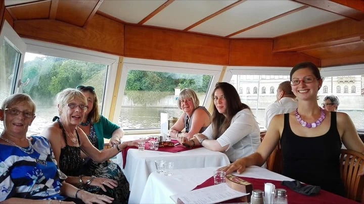 with ladies' group on the Vltava river lunch cruise