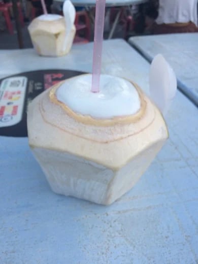 Fresh Young Coconut at Hawker Center - world cleanest water