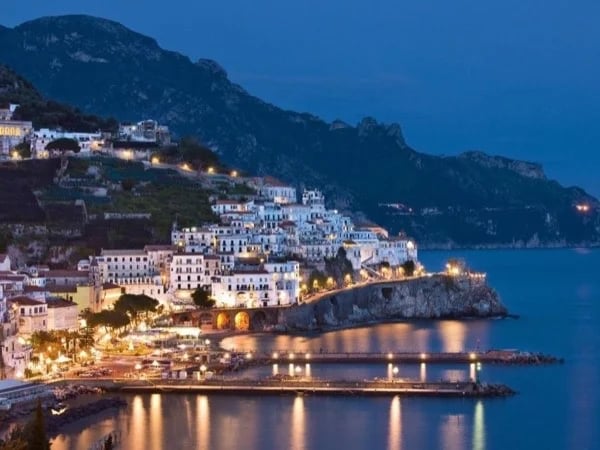 Sunset on the Amalfi Coast with dinner on the view