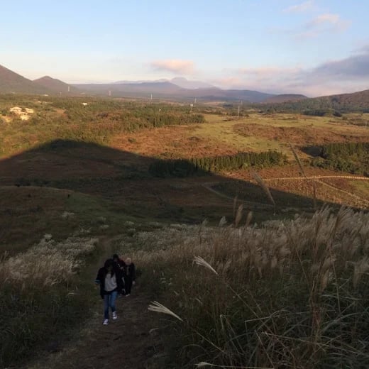 Sunset view from the top of volcanic cone