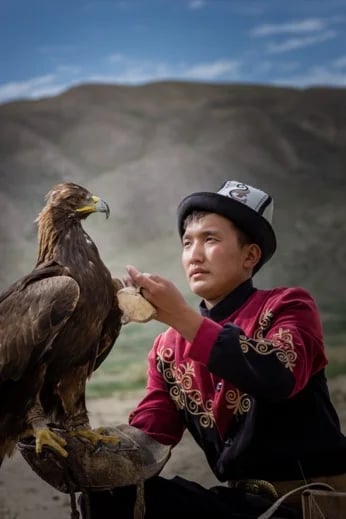 Traditional Eagleman with His Eagle Suluuke.