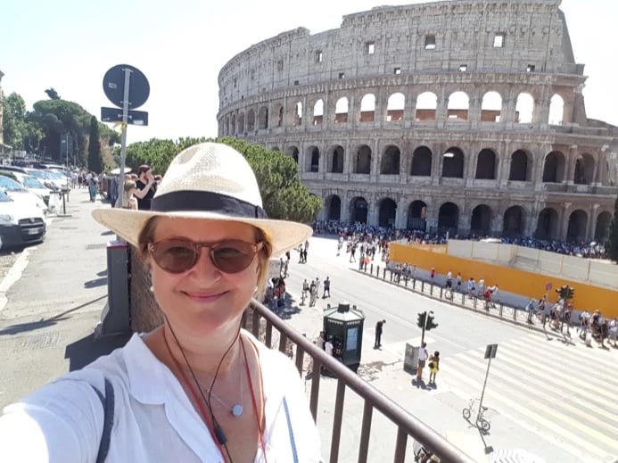 Waiting for clients...my workstation today. Colosseum Ancient Rome Tour.