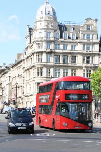 A Red London Bus and London Taxi