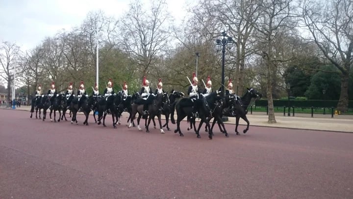 The blues and Royals on The Mall, crowd free