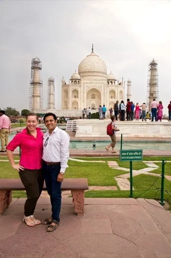 with a client from slovenia at the Taj mahal Agra