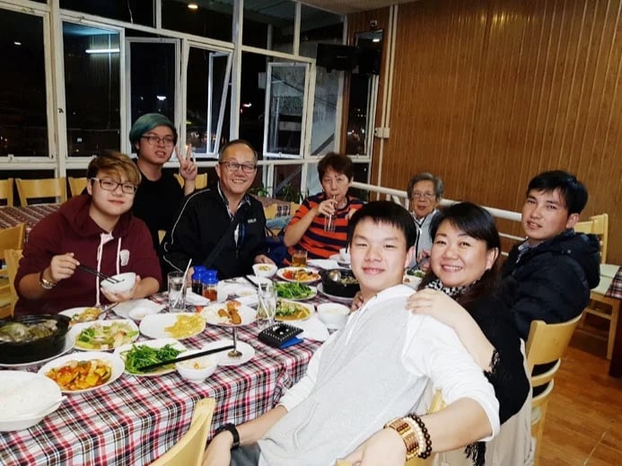 Dinner time with a lovely family
