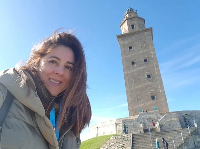 Guiding in Corunna. Behind me, the Tower of Hercules, the oldest Roman lighthouse!