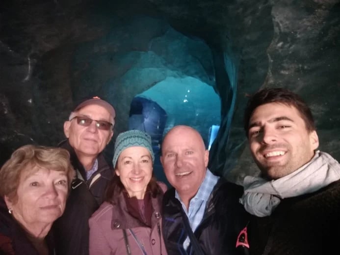 With guests in the Ice Cave in Chamonix !