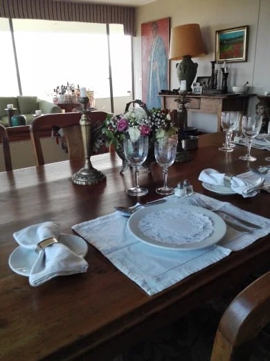 Table setting for three