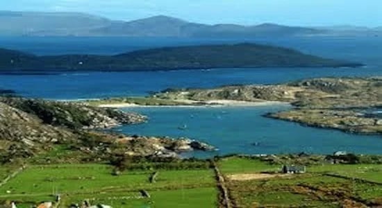 The beautiful West of Ireland scenery, rugged and green with beautiful beaches along the way.