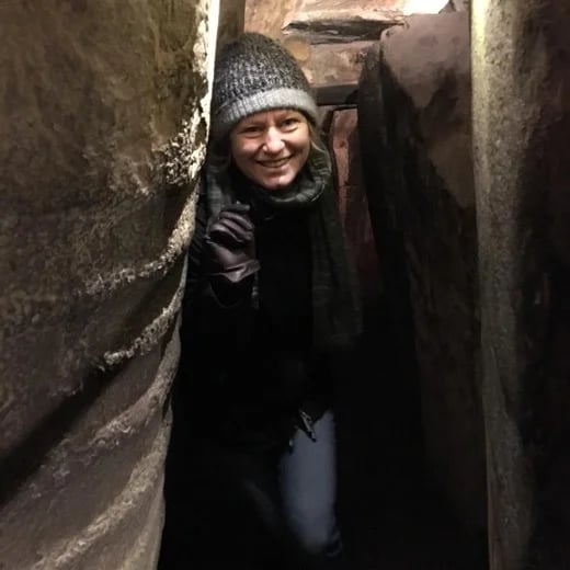 Mia in the passage tomb in Newgrange, Boyne Valley.