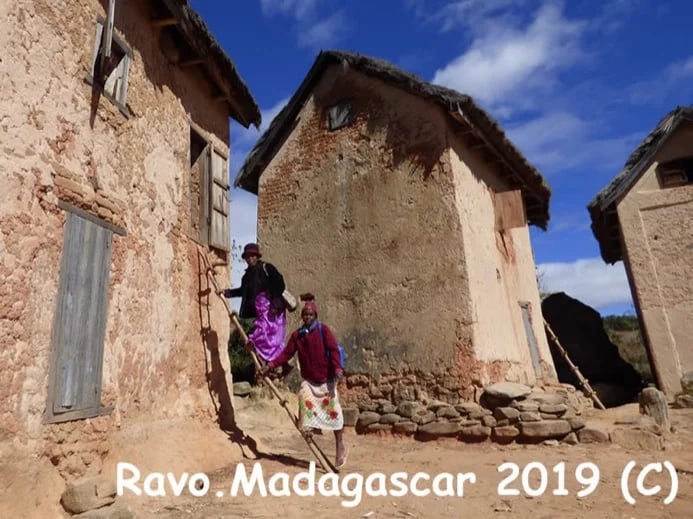 Ravo.Madagascar 2019, Typical houses at typical village in the Central Highlands