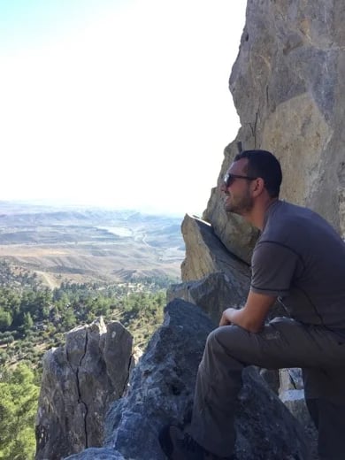 Enjoying the view from the top of Kyrenia Mountains
