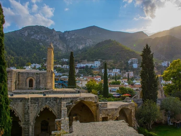 Gothic architecture in Bellapais Monastery, Kyrenia...