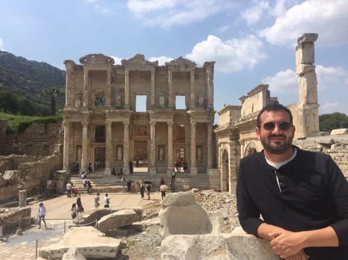 and by the Celsus library in Ephesus...
