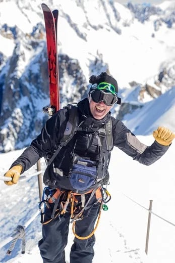 Stoked to ski the Valley Blanche, Mont Blanc, Chamonix France.