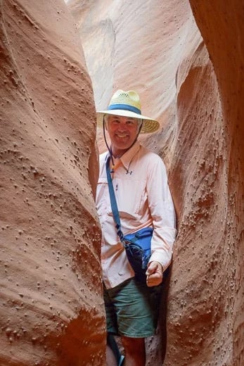Wedged in "Spooky Slot", Escalante Utah. Luckily it was only 127 minutes...