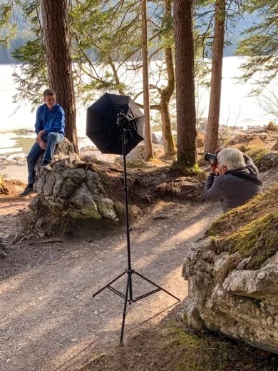 Making my client look good. Senior portrait session at the famous Eibsee in Bavaria.