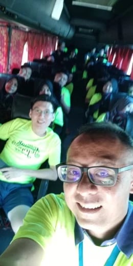 Happy customer on coach