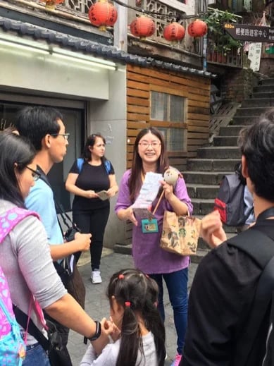 Jiufen hundred stairs —guiding my group the beautiful of this gold-mining town