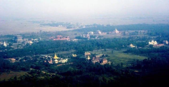 An aerial view of Monastic zone inside Lumbini