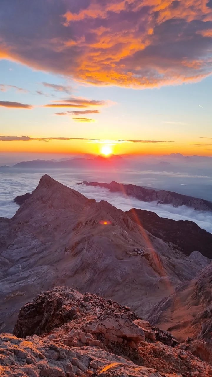Sunrise from the top of Slovenia (2864m)