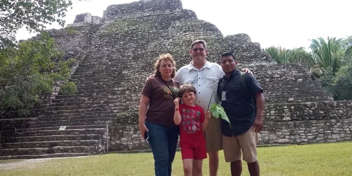 Chacchoen mayan ruins with Mindy Cohen and her family