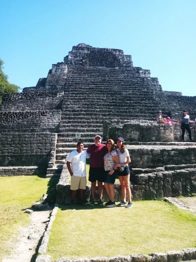 chacchoben mayan ruins with Abraham Peller and his family