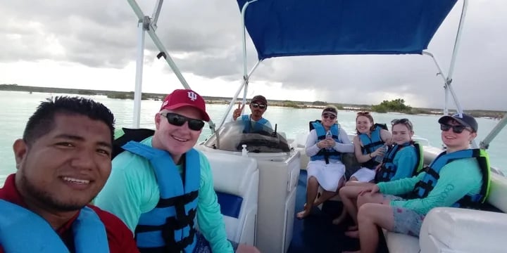 bacalar lake with Melanie Frey and her family