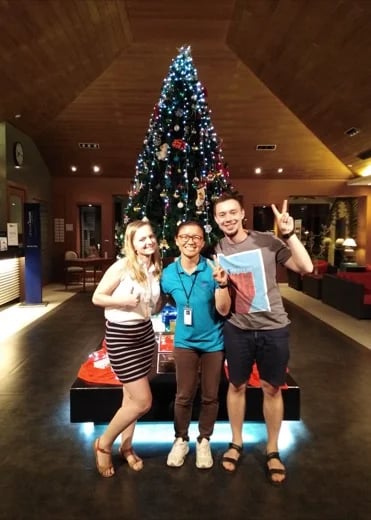 Happy couple in Thailand with me as their Thai guide