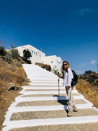 On the stairs of the monastery of ''Panagia Vrisiani'