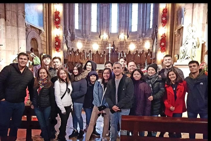Visiting covadonga shrine with group of Filipinos