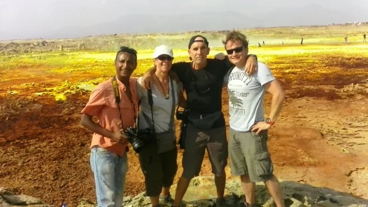 With clients at Dallol (lowest place in Africa)