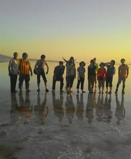Me with visitors at the salt lake of Asale - North East Ethiopia