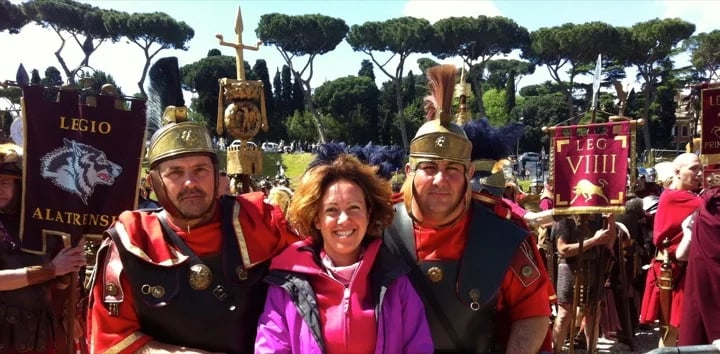 every 21 of April in Cicrus Maximus there is the Roman soldiers Parade and live show because it is Rome's birthday, The Gladiators and the Legionaries are passioned people they are happy to take pictures with people attending this great event